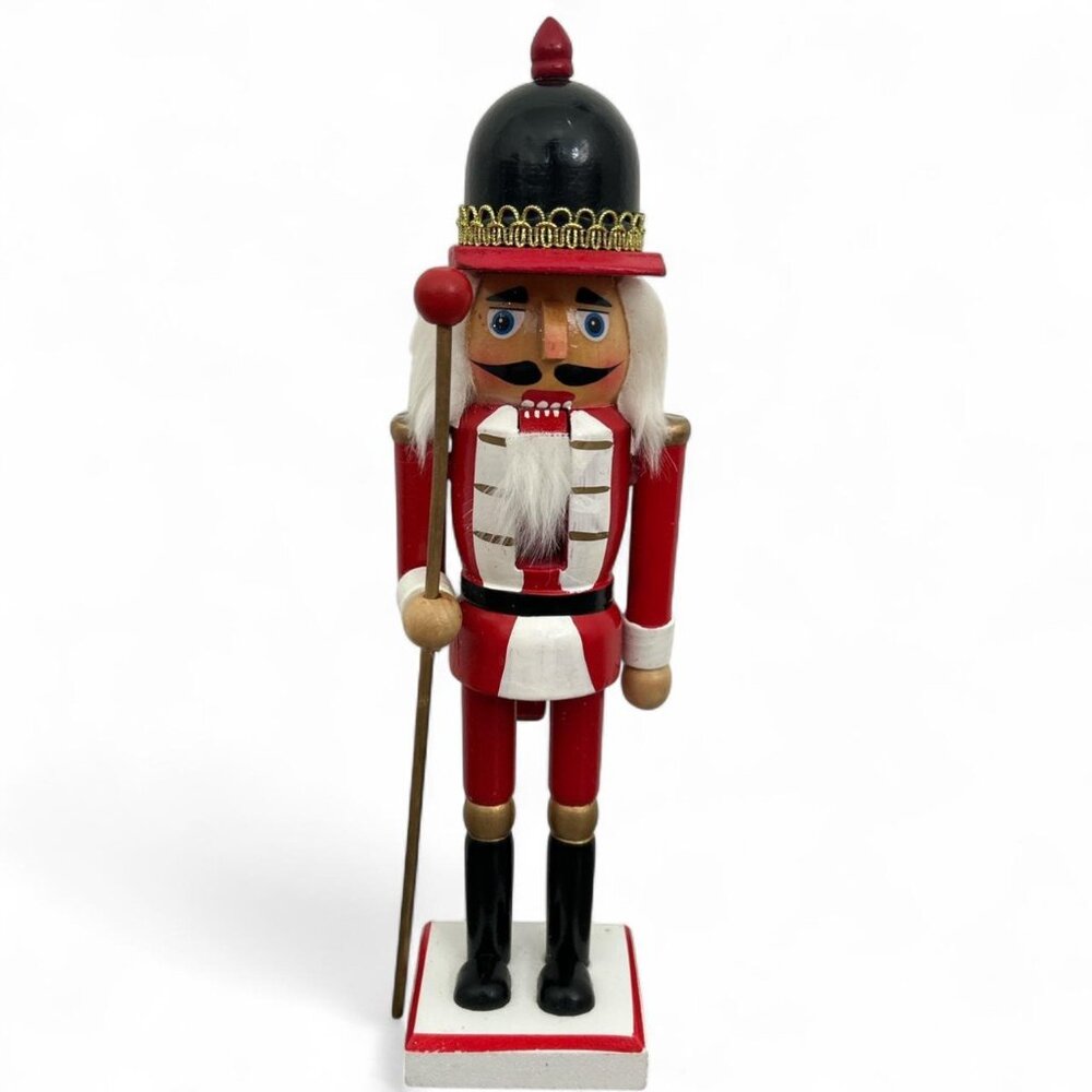Red and white nutcracker figurine #holidaydecor